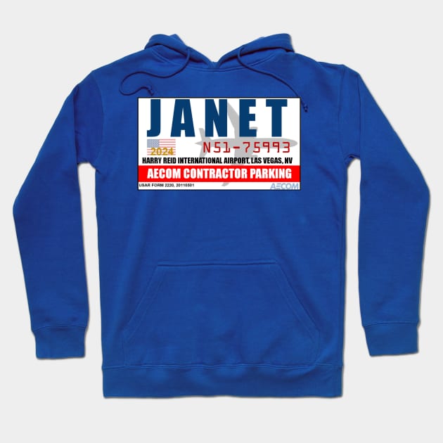 JANET Secret Government Airline Parking Permit Hoodie by Starbase79